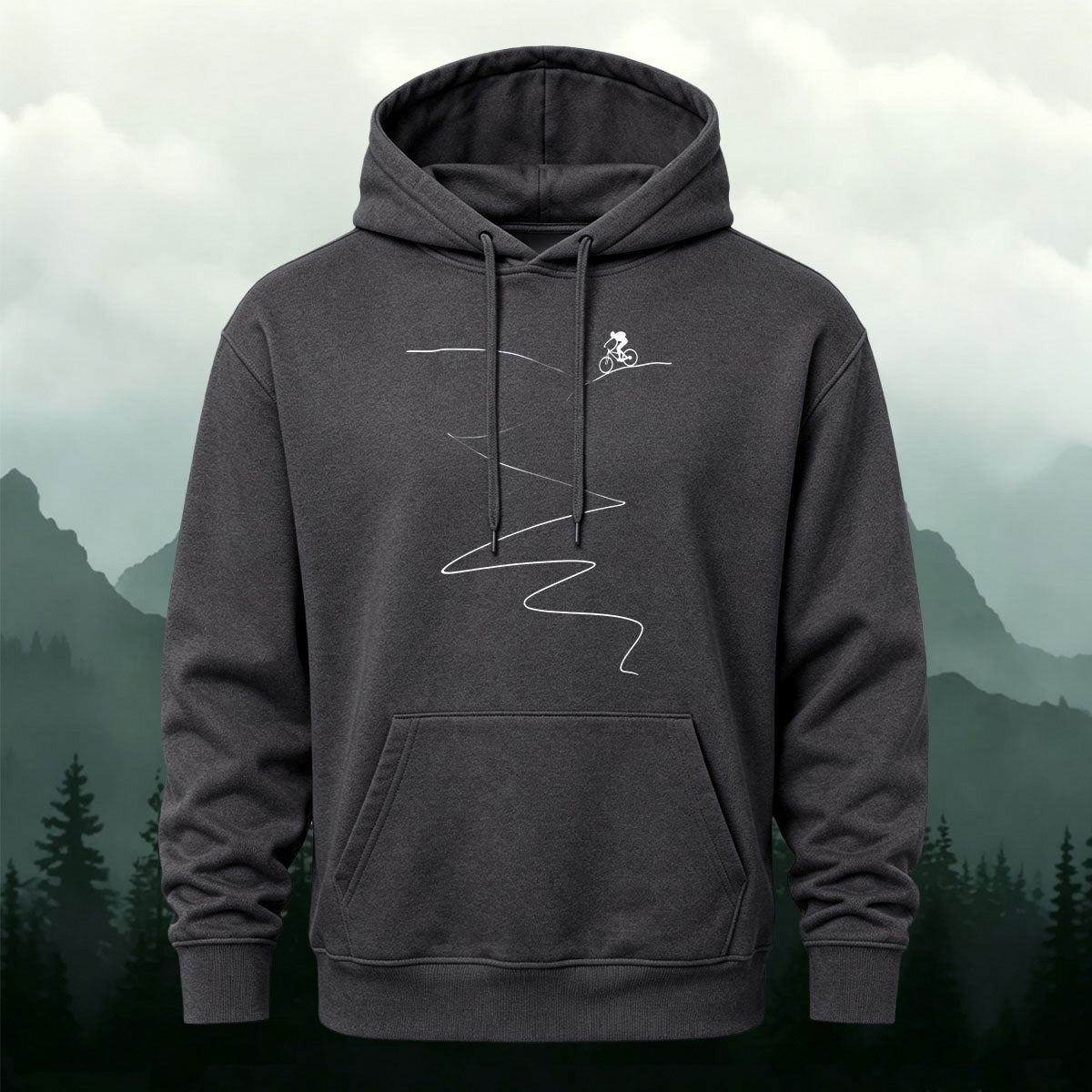 MTB Rider Line Art Minimal Casual Hoodie