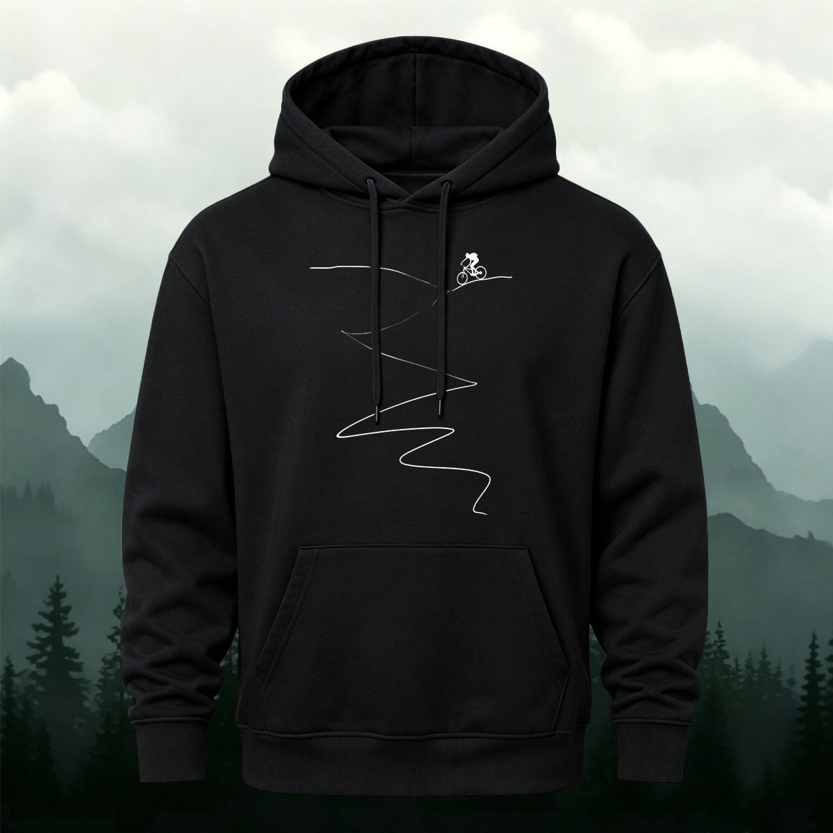 MTB Rider Line Art Minimal Casual Hoodie