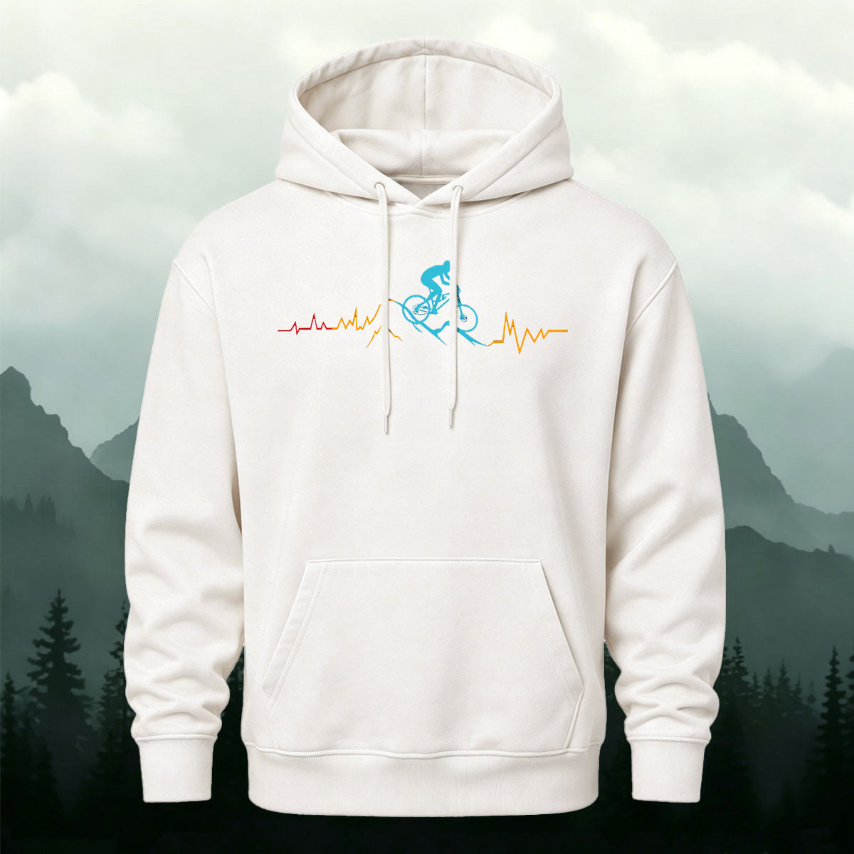 MTB Rider Heart Line Creative Casual Hoodie