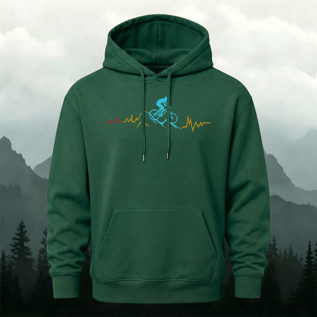 MTB Rider Heart Line Creative Casual Hoodie