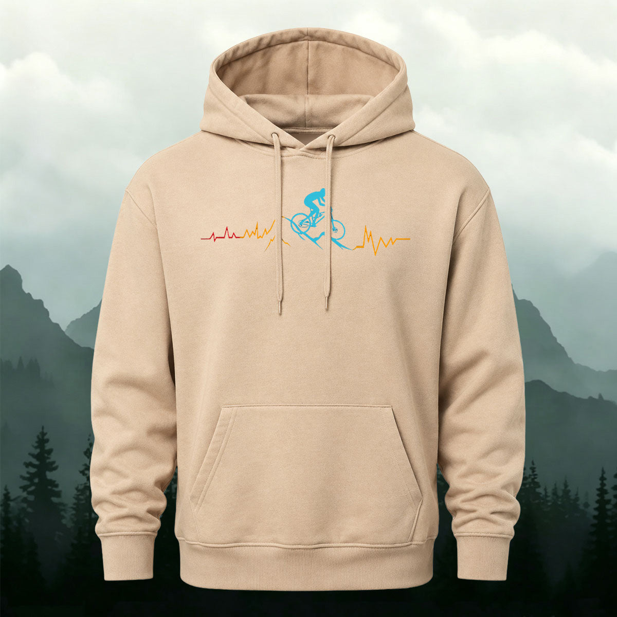MTB Rider Heart Line Creative Casual Hoodie