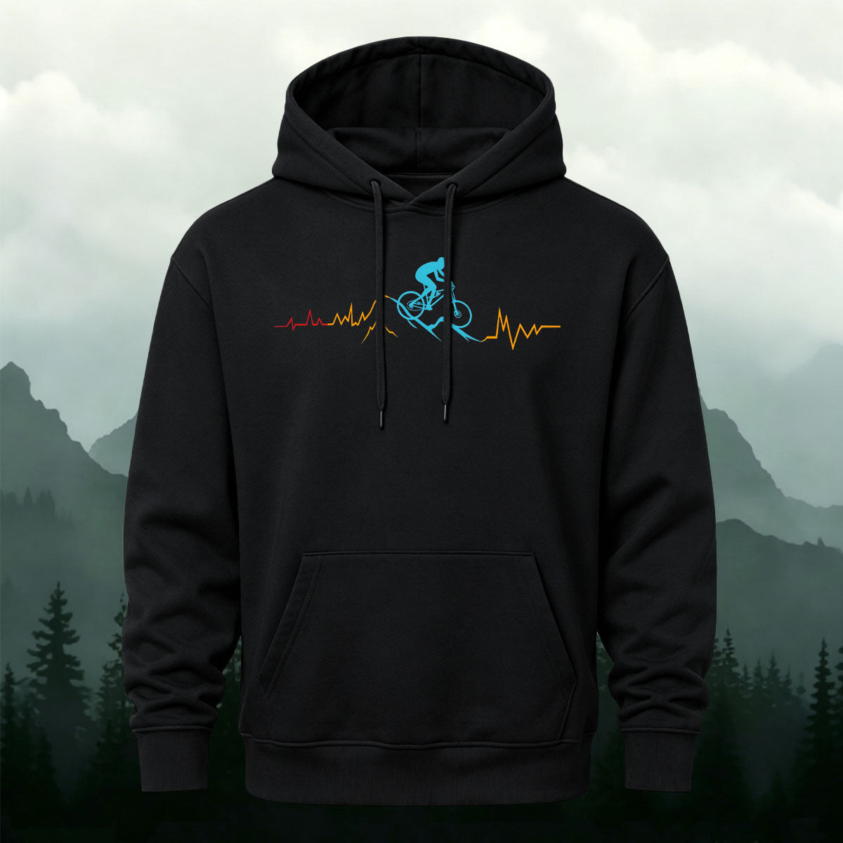 MTB Rider Heart Line Creative Casual Hoodie