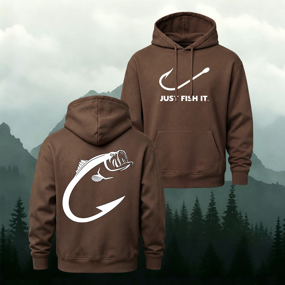 Angler Just Fish It Slogan Heavyweight Hoodie