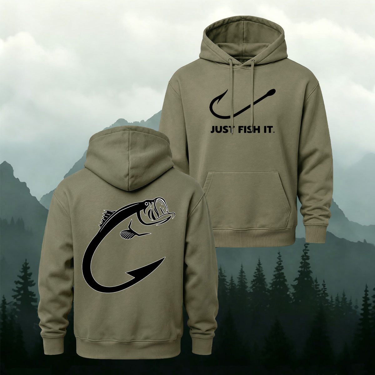 Angler Just Fish It Slogan Heavyweight Hoodie