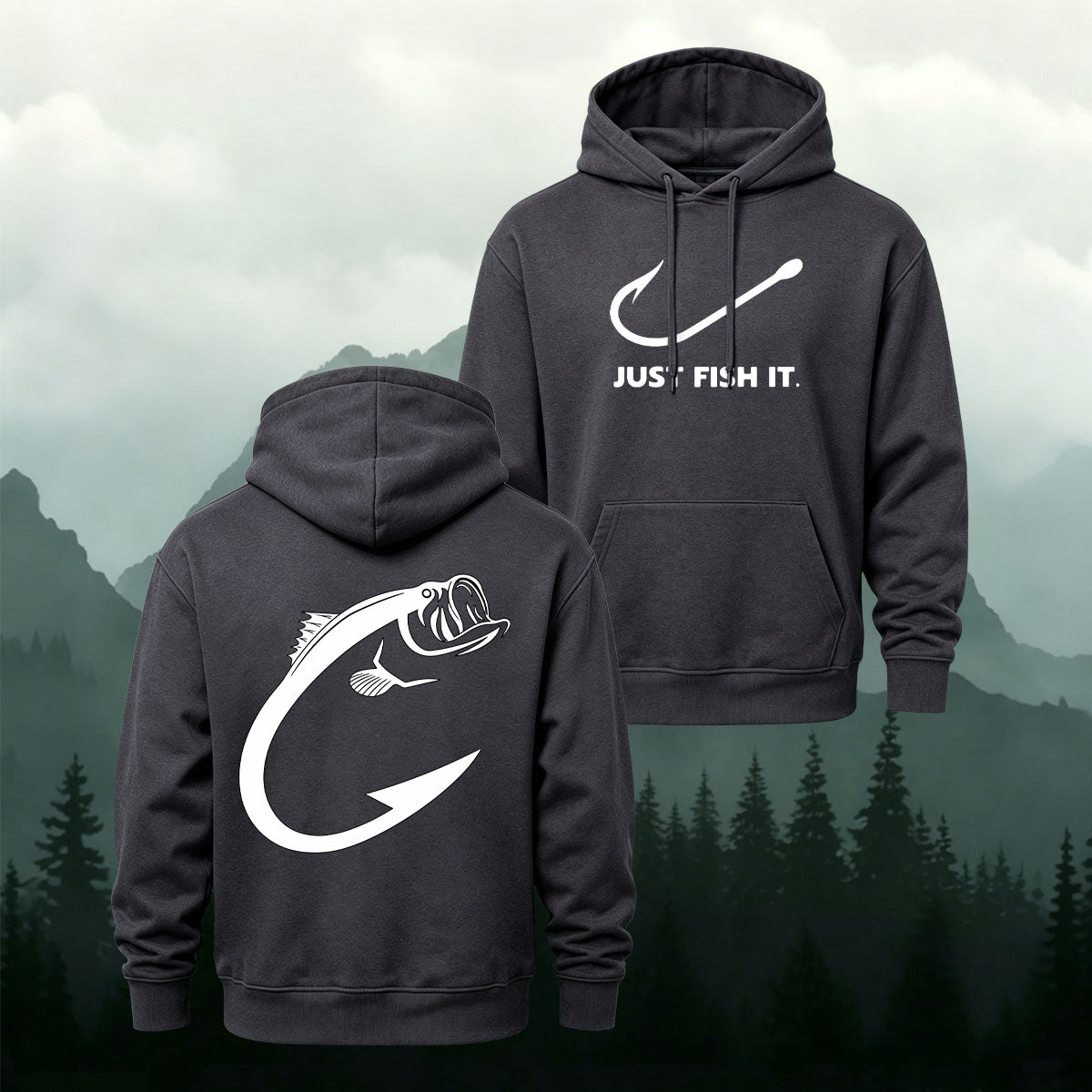 Angler Just Fish It Slogan Heavyweight Hoodie
