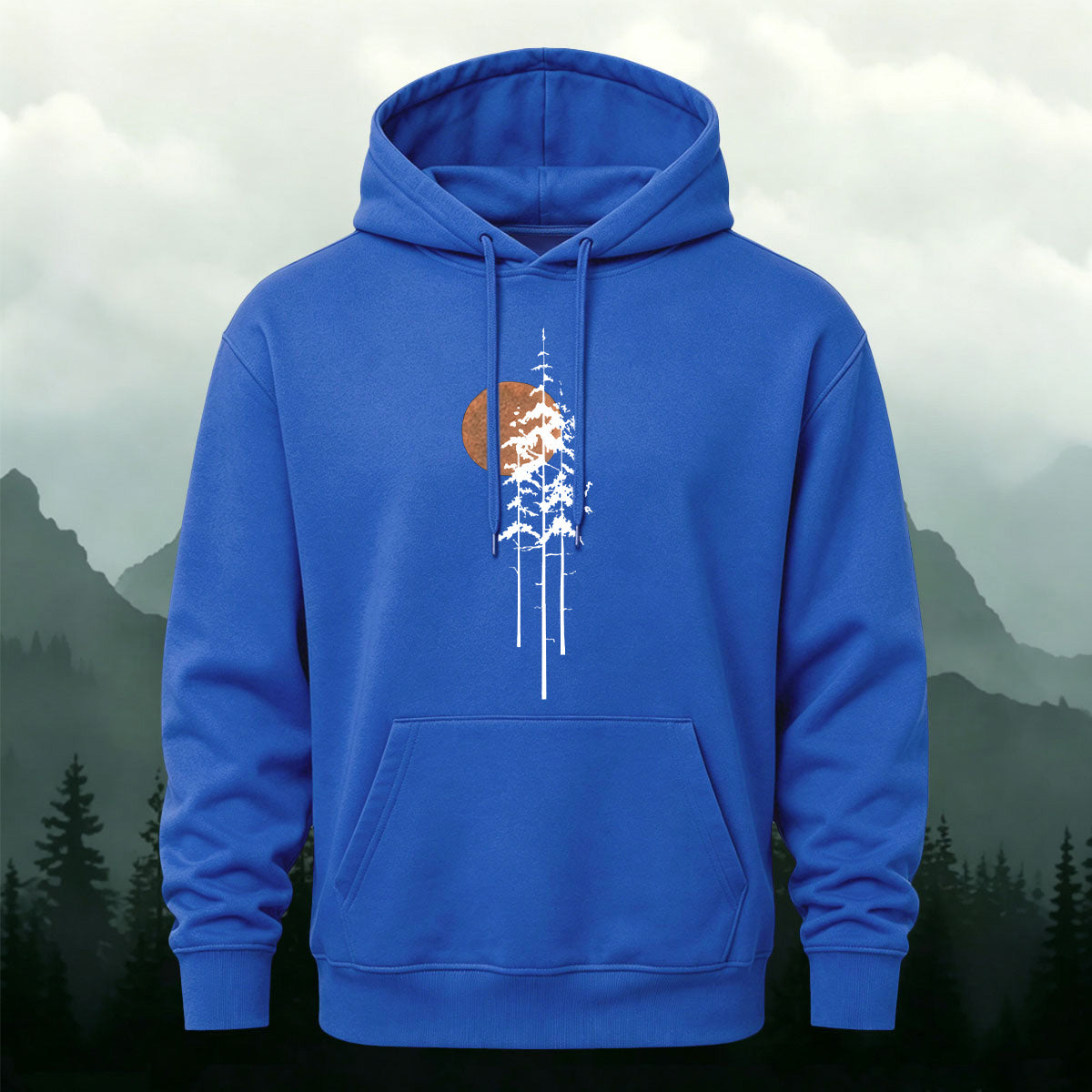 Simple Forest Sun Line Art Casual Hoodie