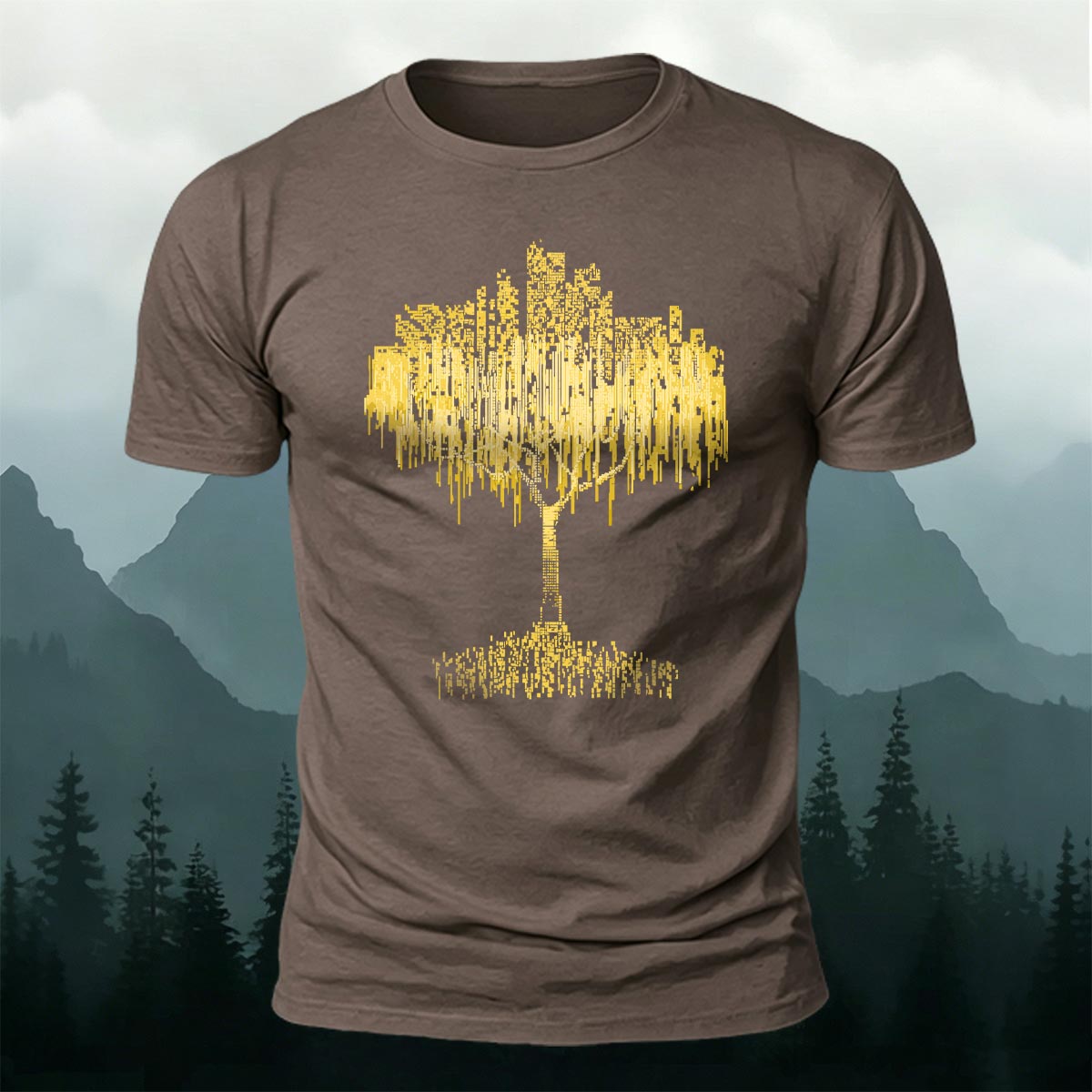 Binary Code Nature Willow Tree Casual Cotton Tee