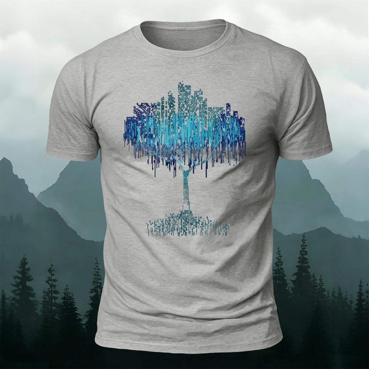 Binary Code Nature Willow Tree Casual Cotton Tee