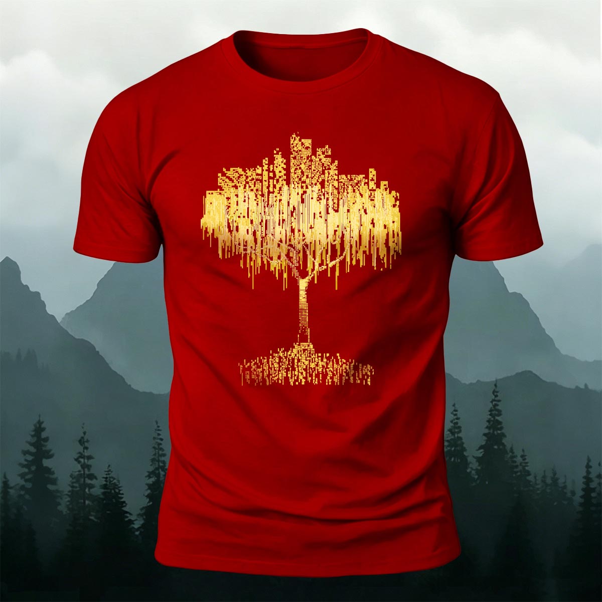 Binary Code Nature Willow Tree Casual Cotton Tee