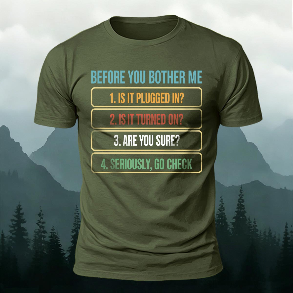 面白いITサポートチェックリスト カジュアルコットンTシャツ