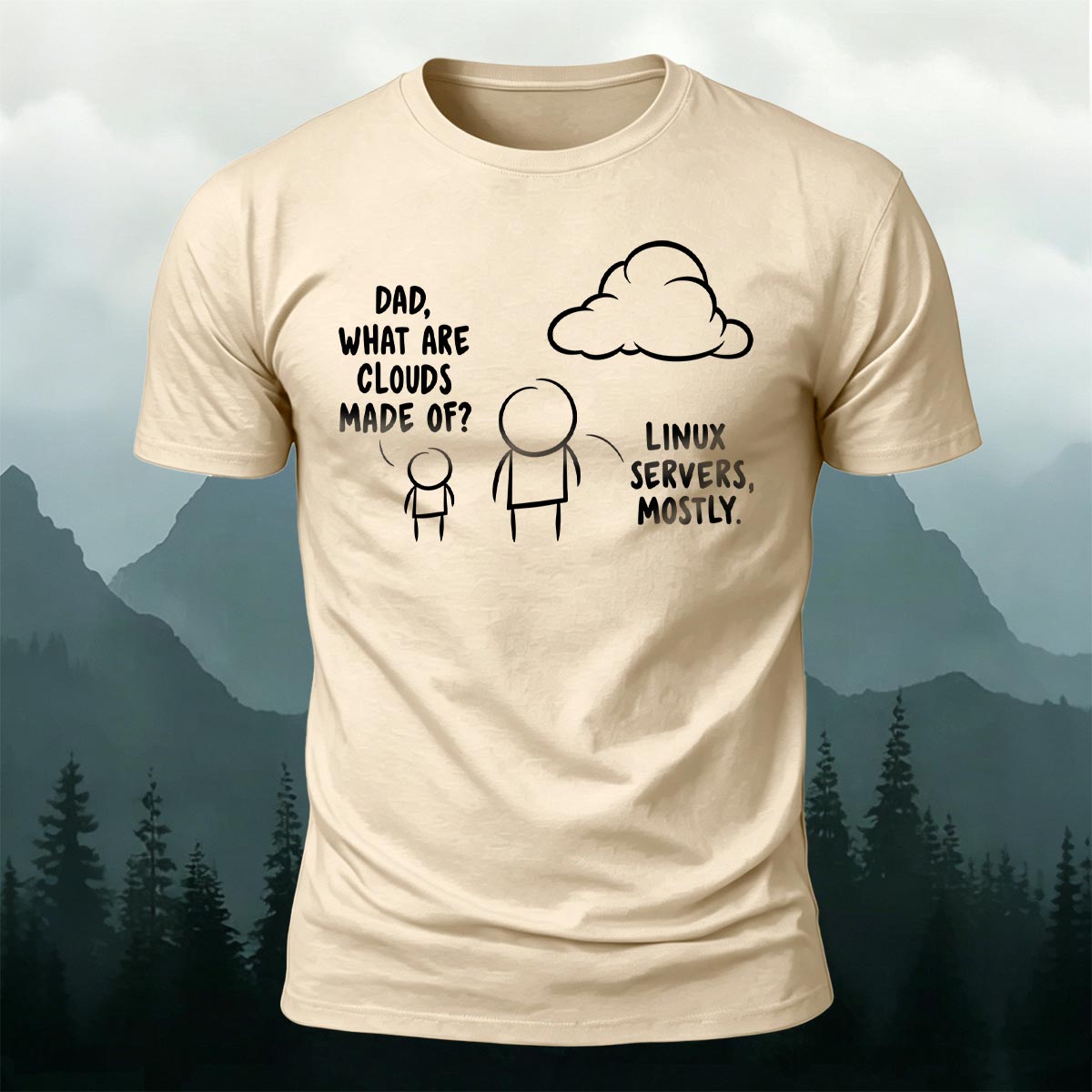 IT Joke Cloud Servers Premium Cotton Casual Tee