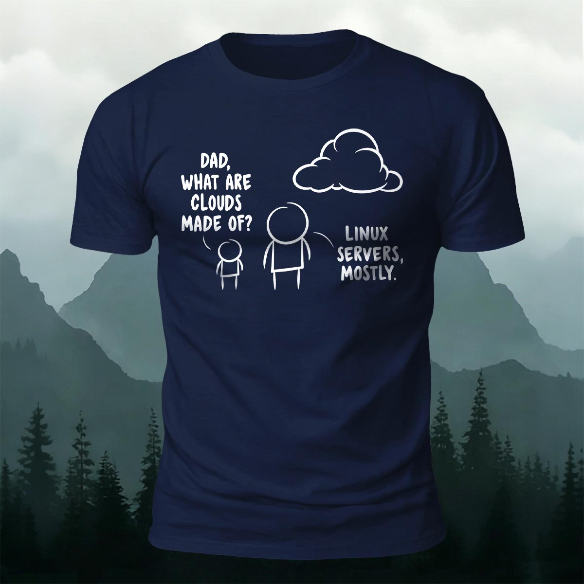 IT Joke Cloud Servers Premium Cotton Casual Tee
