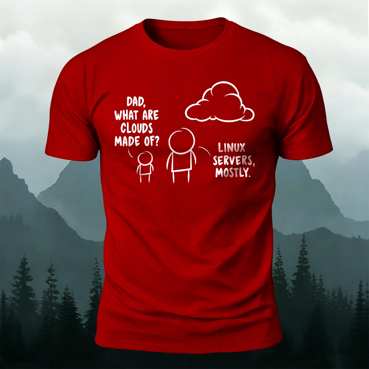 IT Joke Cloud Servers Premium Cotton Casual Tee