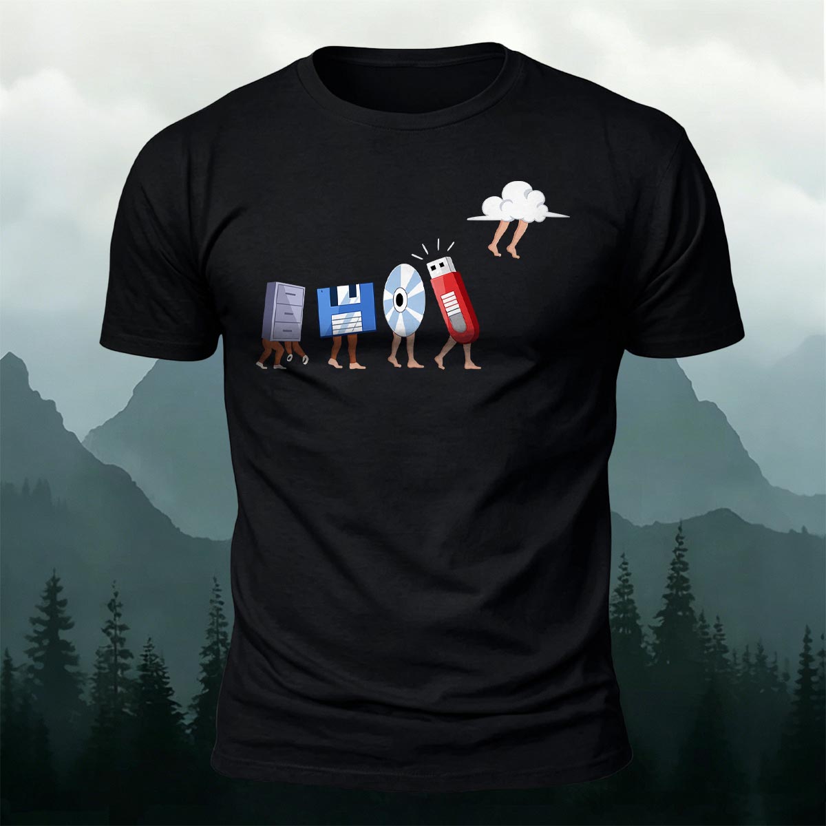 Retro Computer Storage Devices Premium Cotton Tee