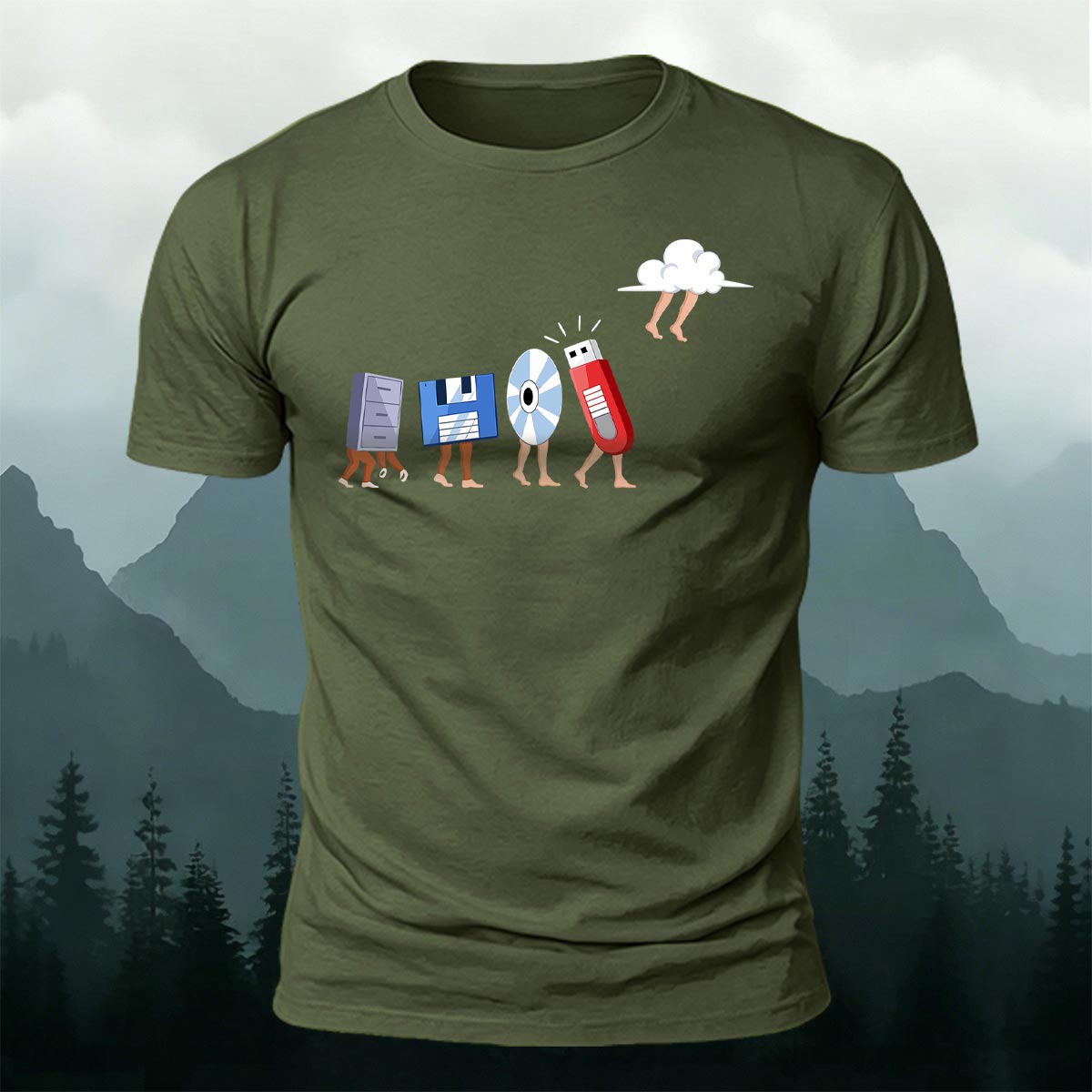 Retro Computer Storage Devices Premium Cotton Tee