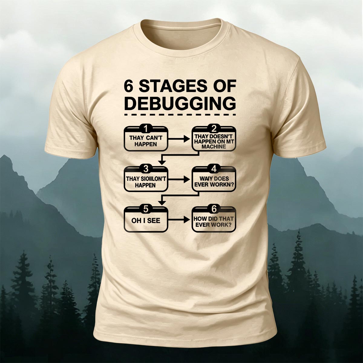 Funny Debugging Process Coder Casual Cotton Tee