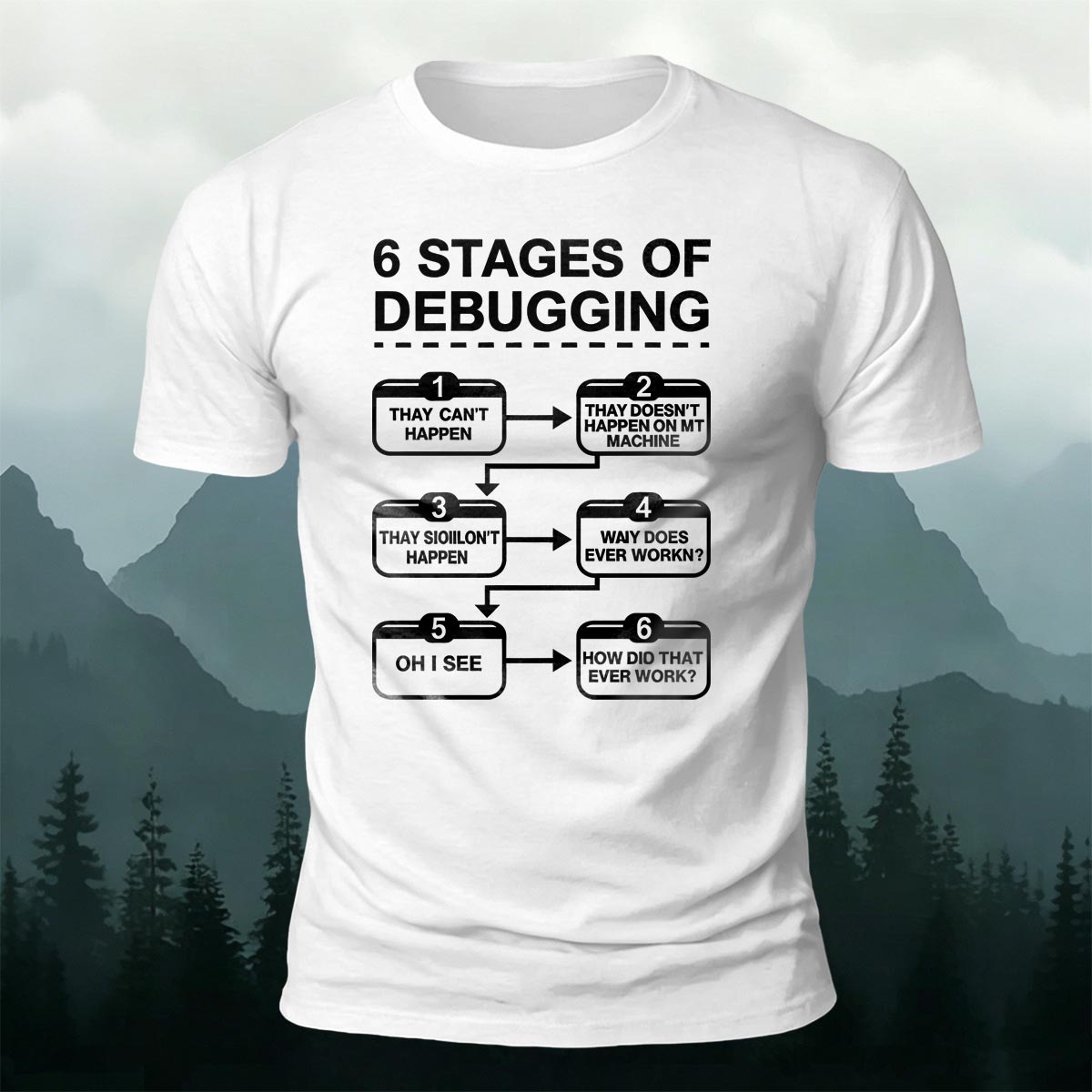 Funny Debugging Process Coder Casual Cotton Tee
