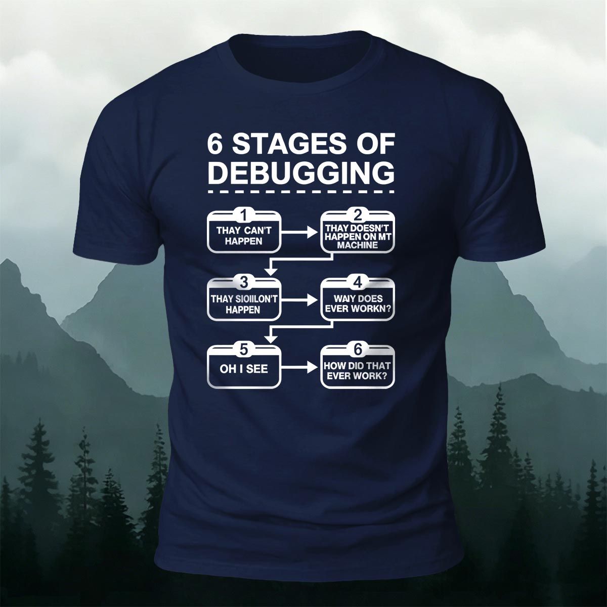 Funny Debugging Process Coder Casual Cotton Tee