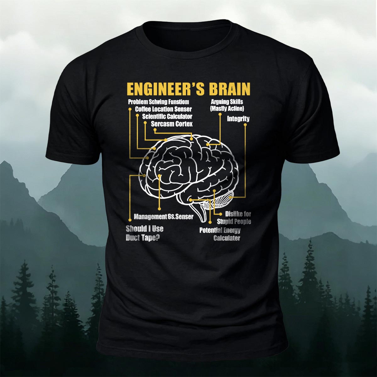 Funny Engineer Brain Diagram Casual Cotton T-Shirt