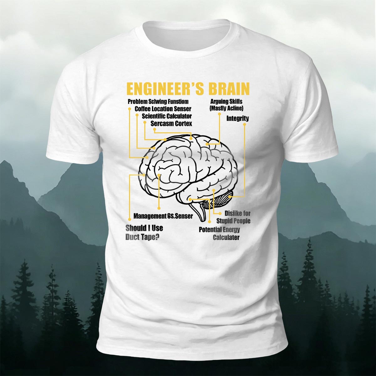 Funny Engineer Brain Diagram Casual Cotton T-Shirt