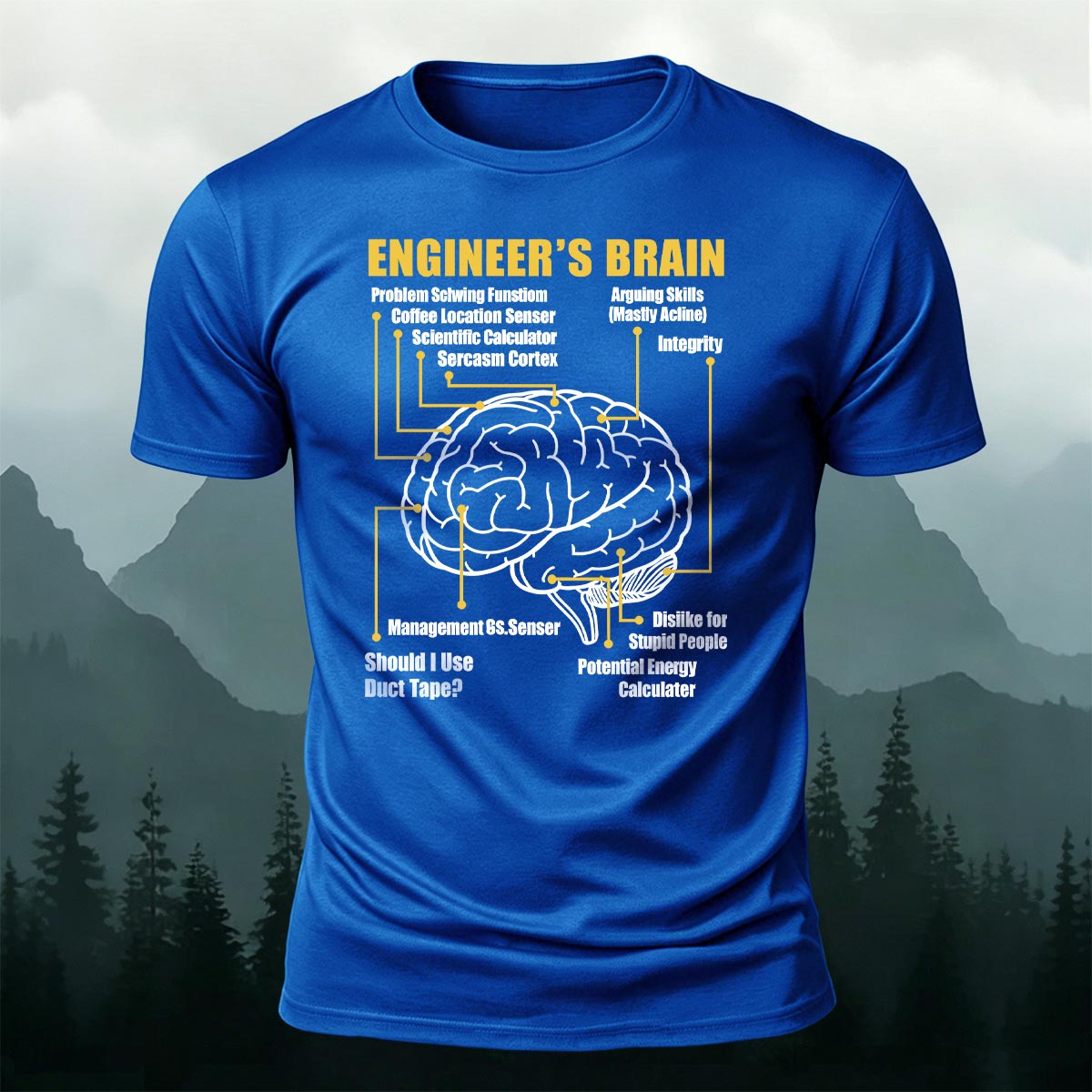 Funny Engineer Brain Diagram Casual Cotton T-Shirt