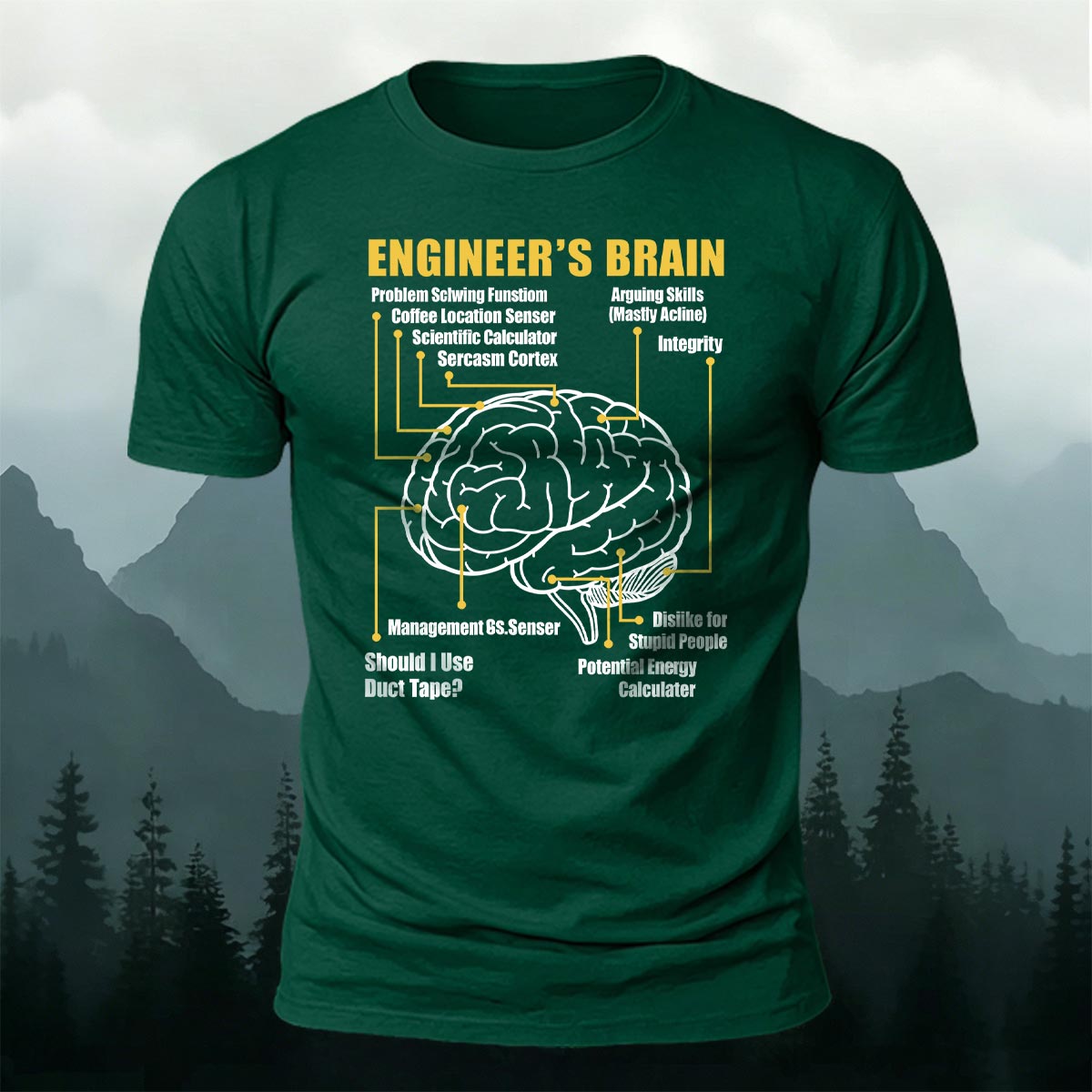 Funny Engineer Brain Diagram Casual Cotton T-Shirt
