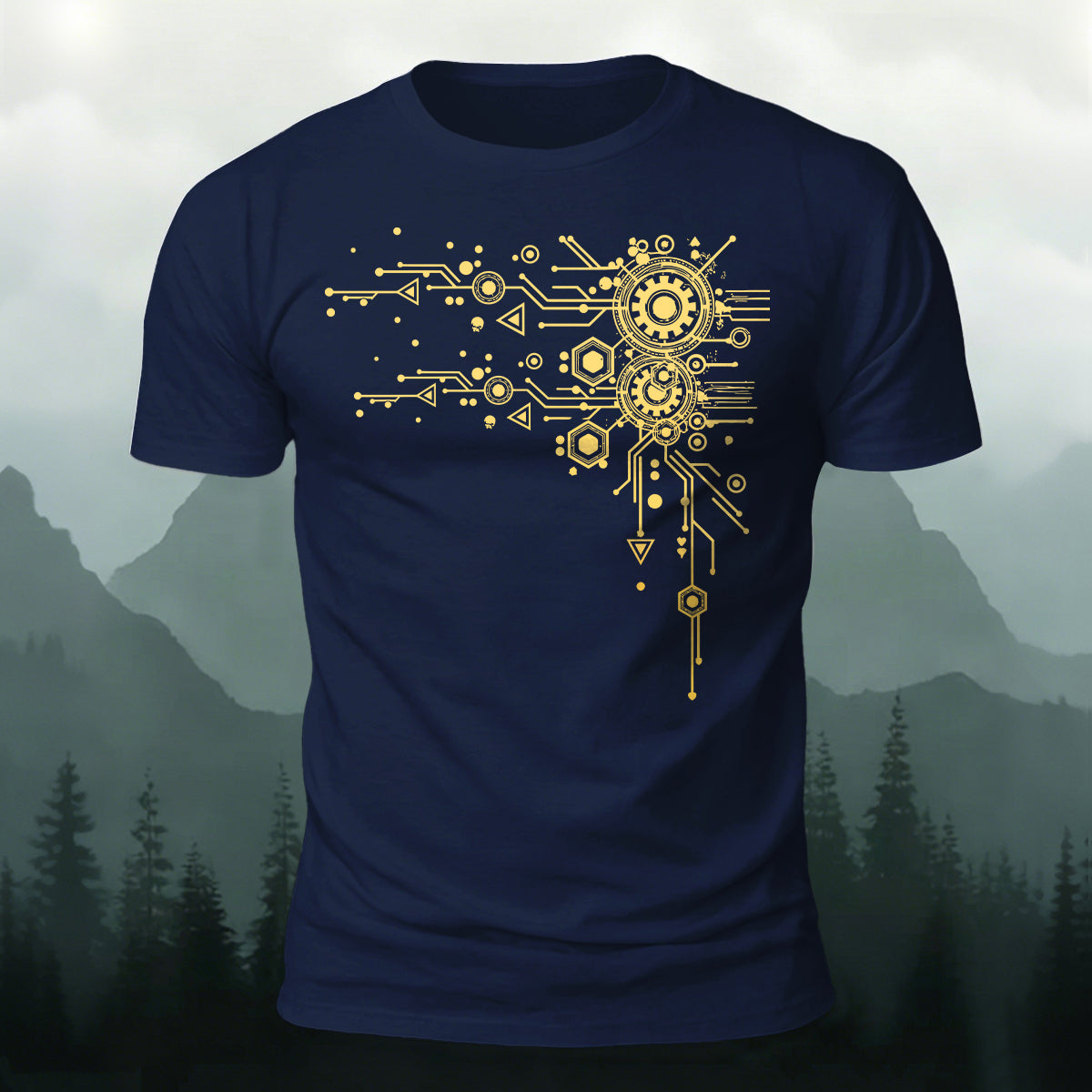 ギーク メカニカル 回路パターン プレミアムコットンTシャツ