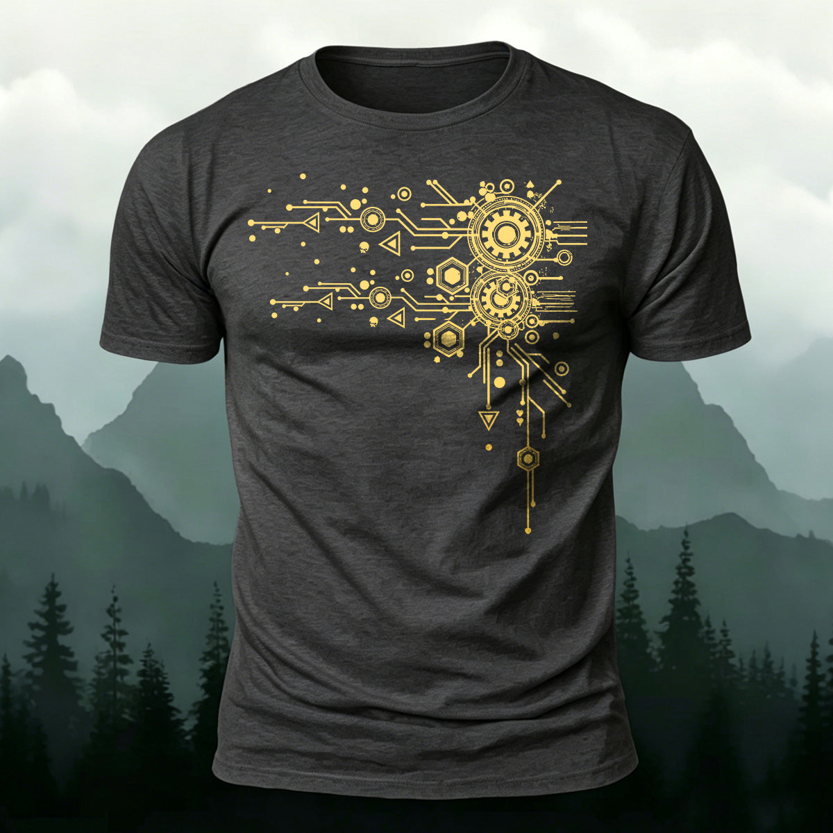ギーク メカニカル 回路パターン プレミアムコットンTシャツ