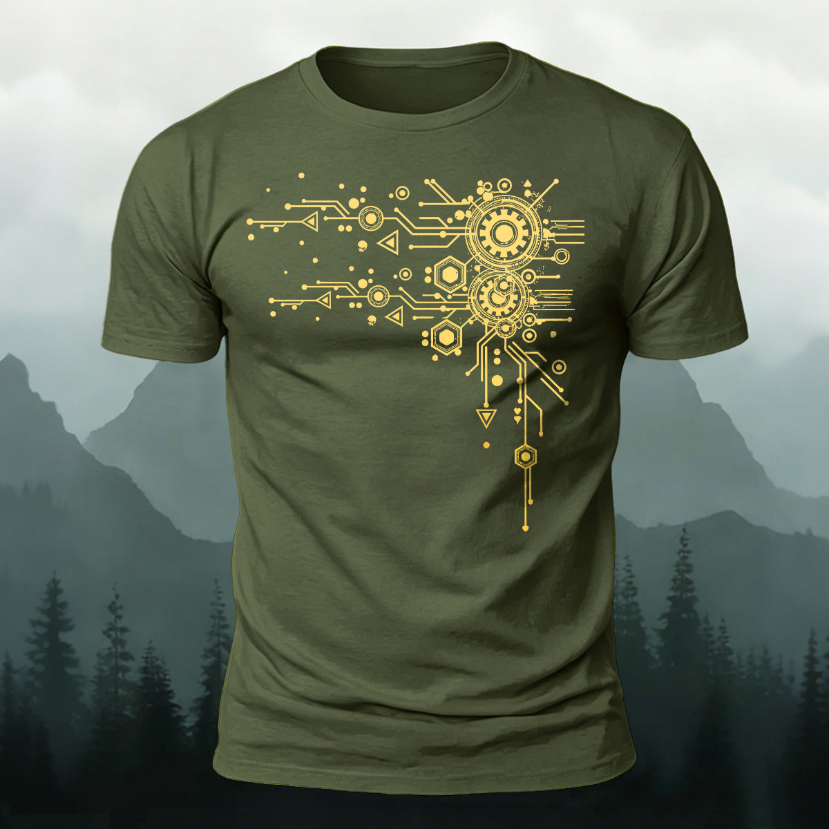 ギーク メカニカル 回路パターン プレミアムコットンTシャツ