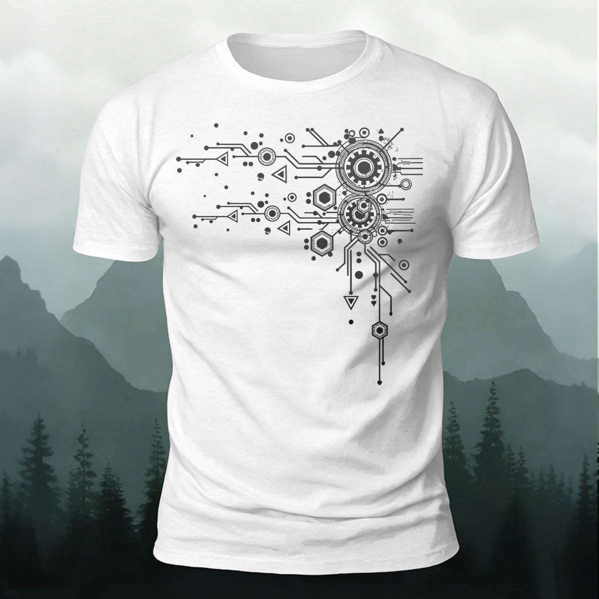 ギーク メカニカル 回路パターン プレミアムコットンTシャツ