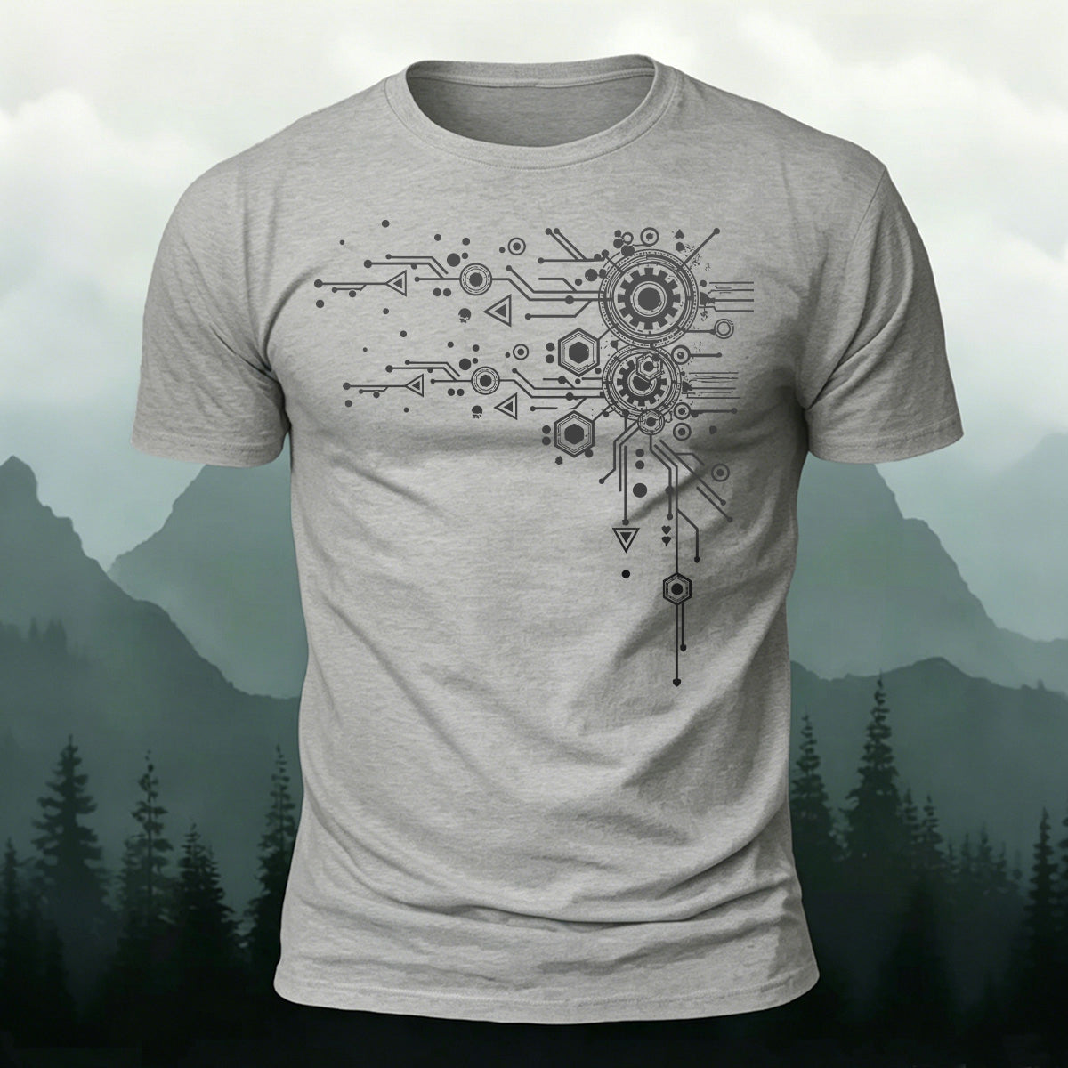 ギーク メカニカル 回路パターン プレミアムコットンTシャツ