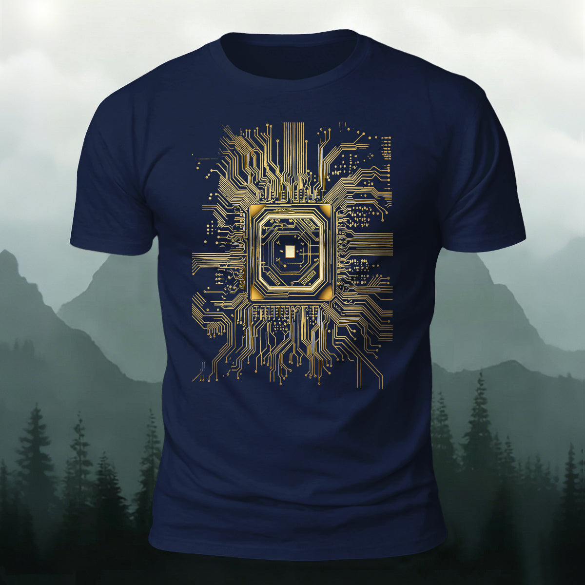CPU Chip Circuit Board Pattern Premium Cotton T-Shirt