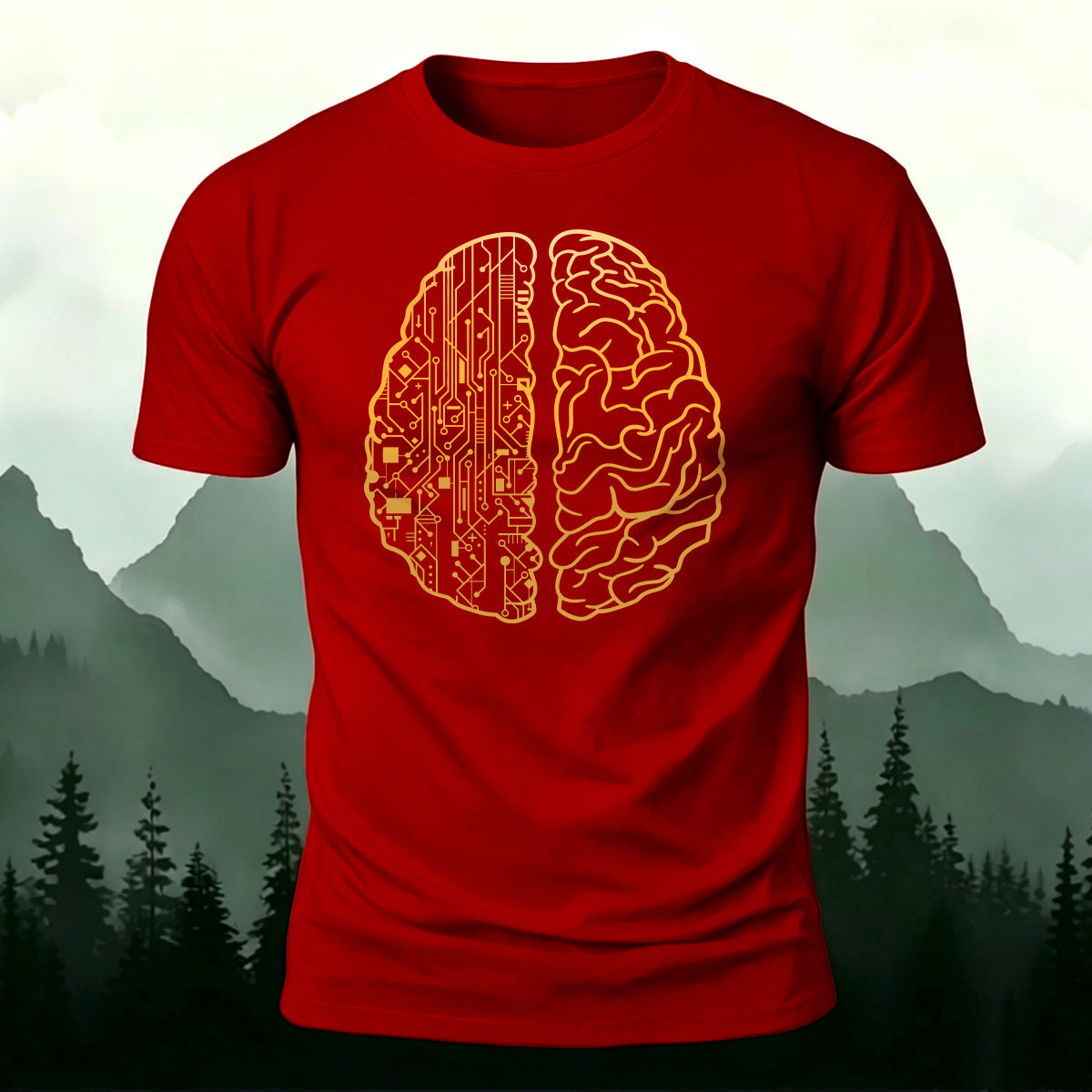 Creative Tech Brain Premium Cotton Casual T-Shirt