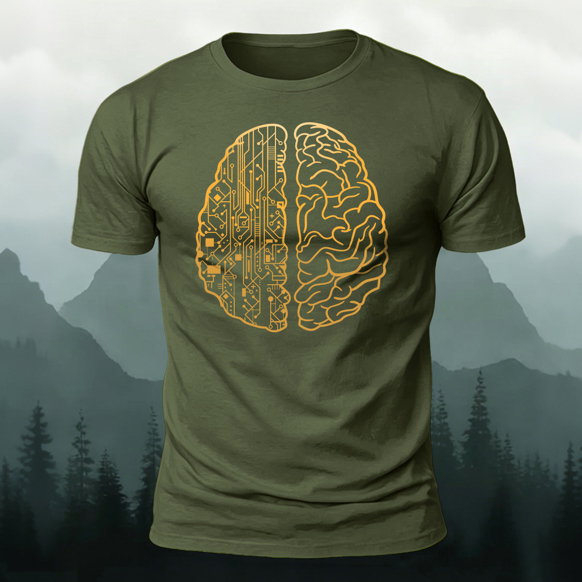 Creative Tech Brain Premium Cotton Casual T-Shirt