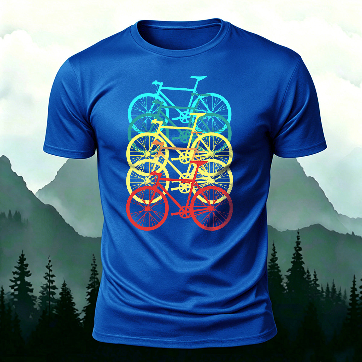 Vintage Layered Road Bike Casual Cotton T-Shirt