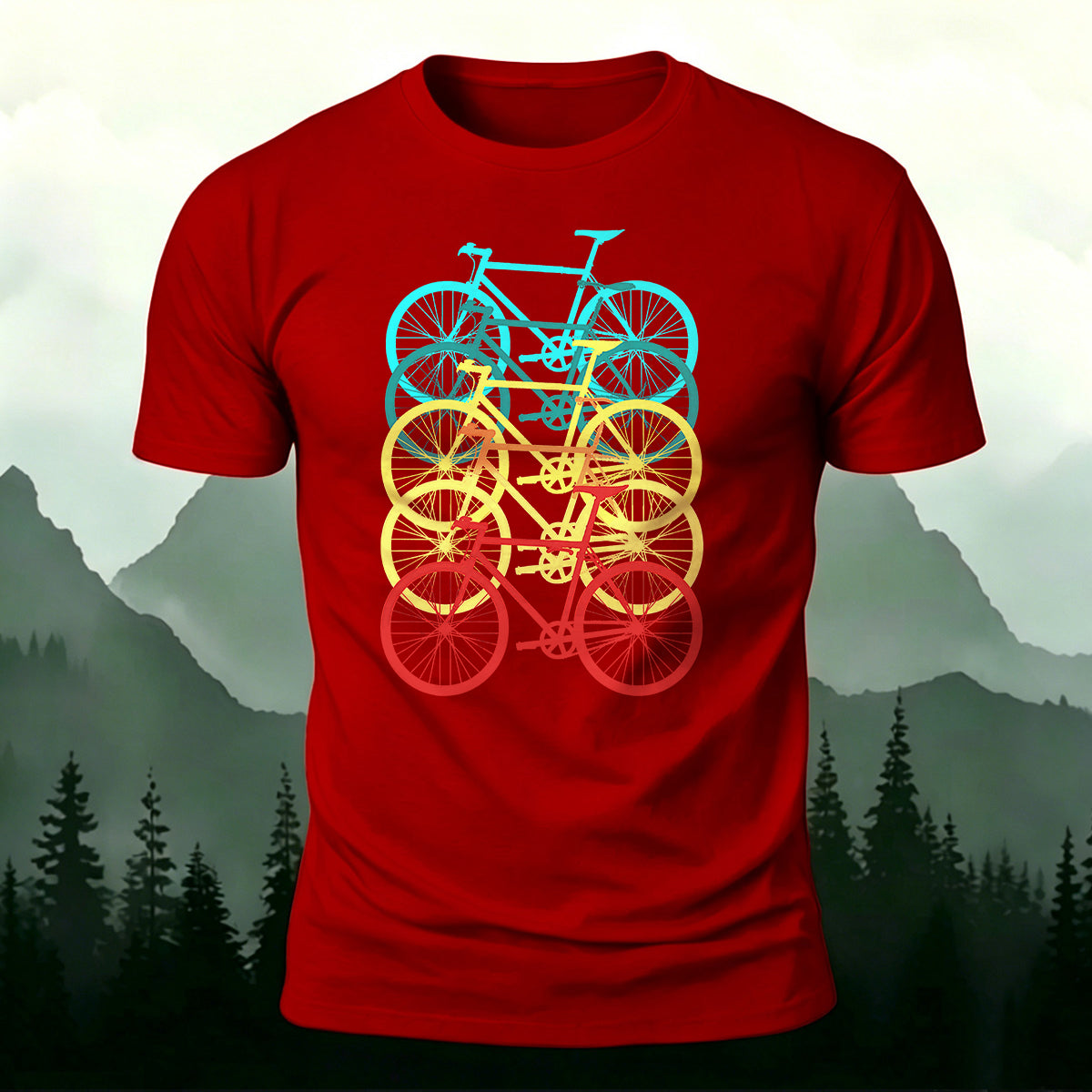 Vintage Layered Road Bike Casual Cotton T-Shirt