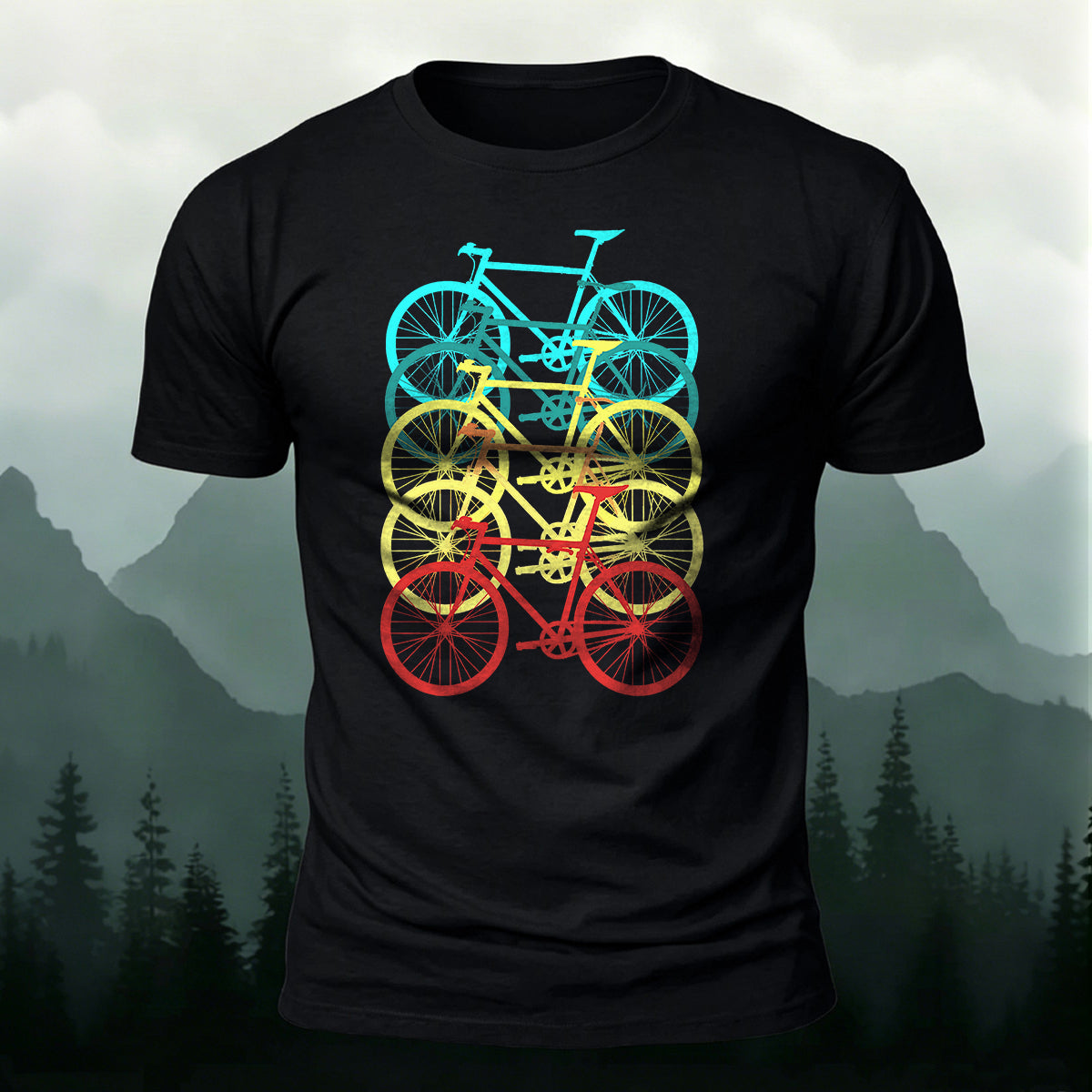 Vintage Layered Road Bike Casual Cotton T-Shirt