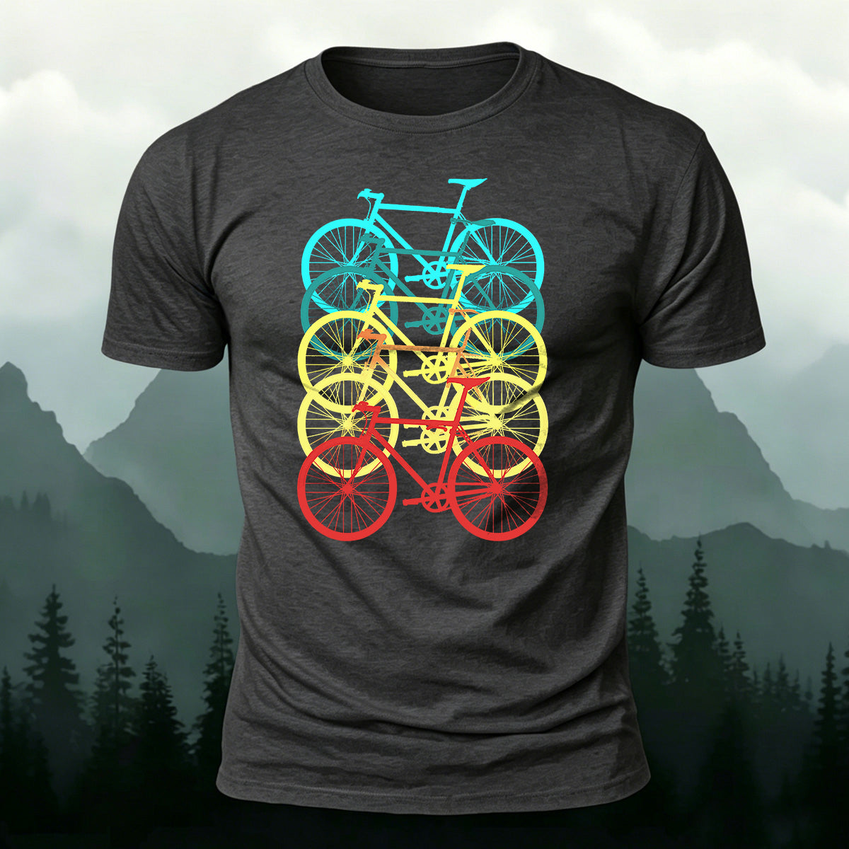 Vintage Layered Road Bike Casual Cotton T-Shirt