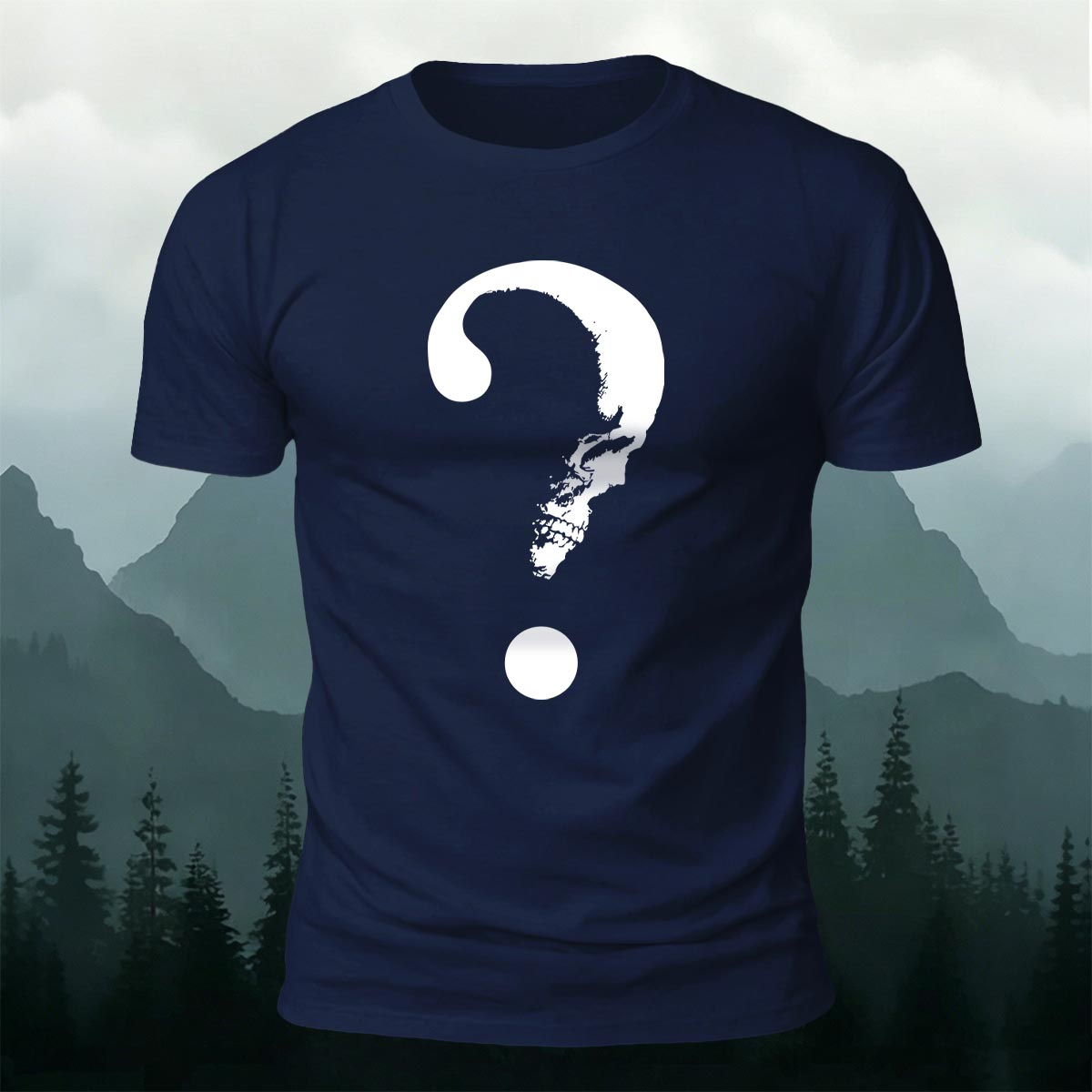 Skull Question Mark Dark Creative Premium Cotton T-Shirt
