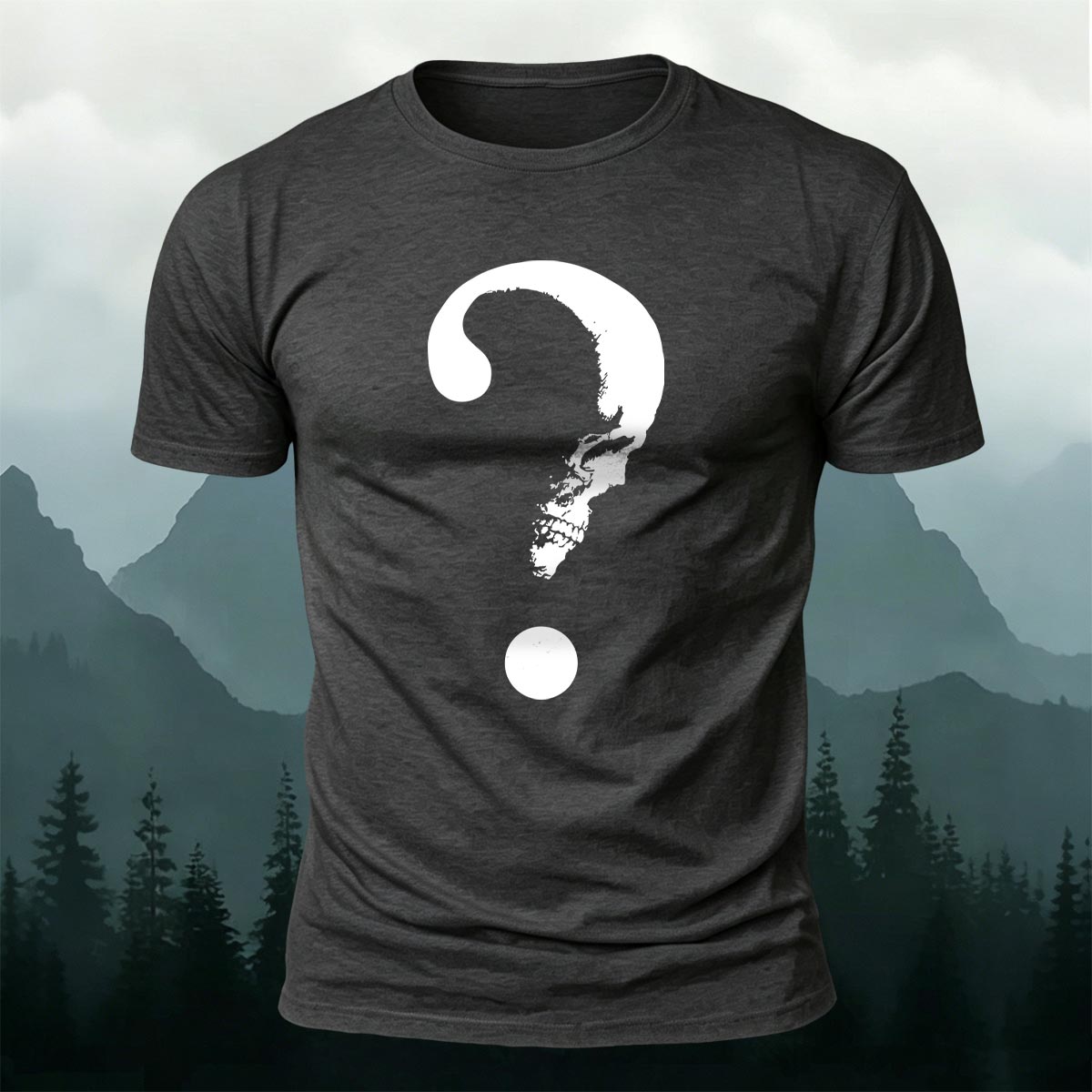 Skull Question Mark Dark Creative Premium Cotton T-Shirt