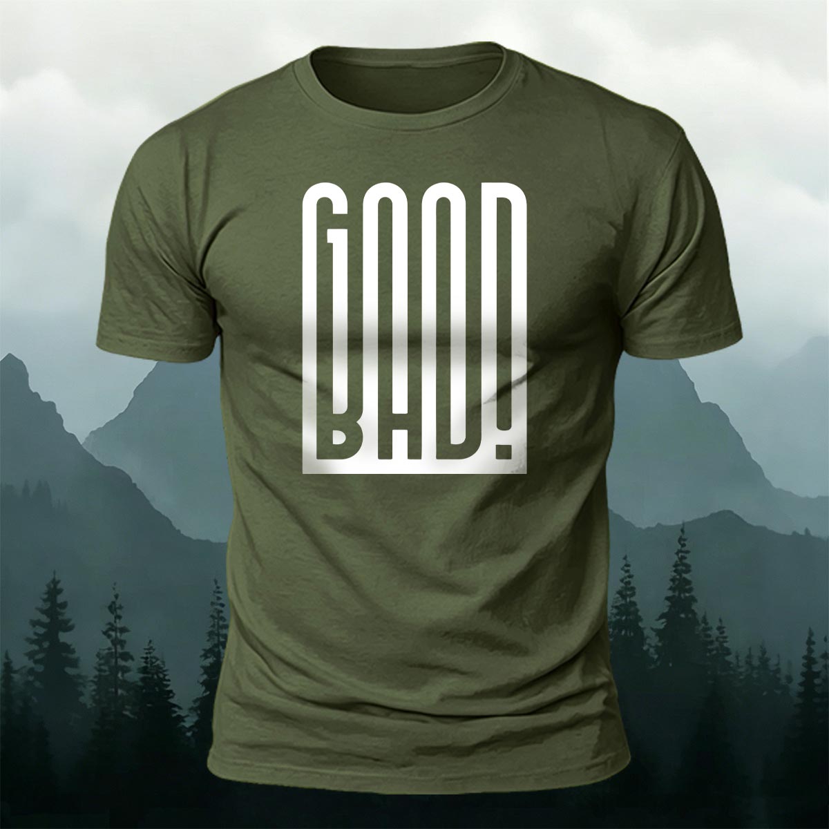 Contrast Good Bad Typography Casual Cotton T-Shirt