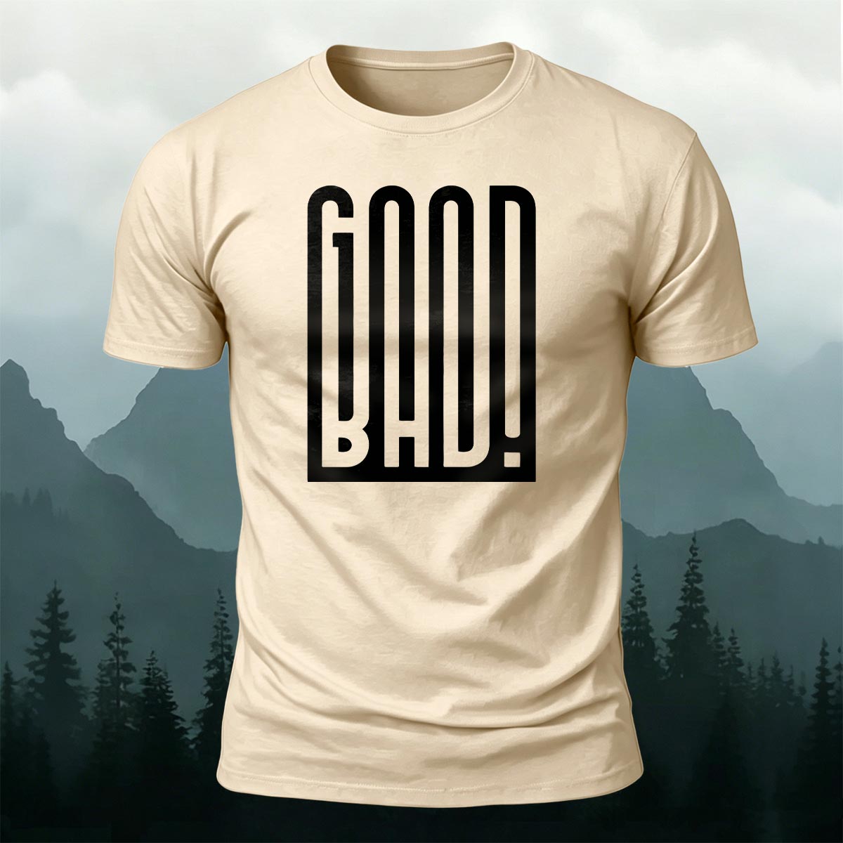 Contrast Good Bad Typography Casual Cotton T-Shirt