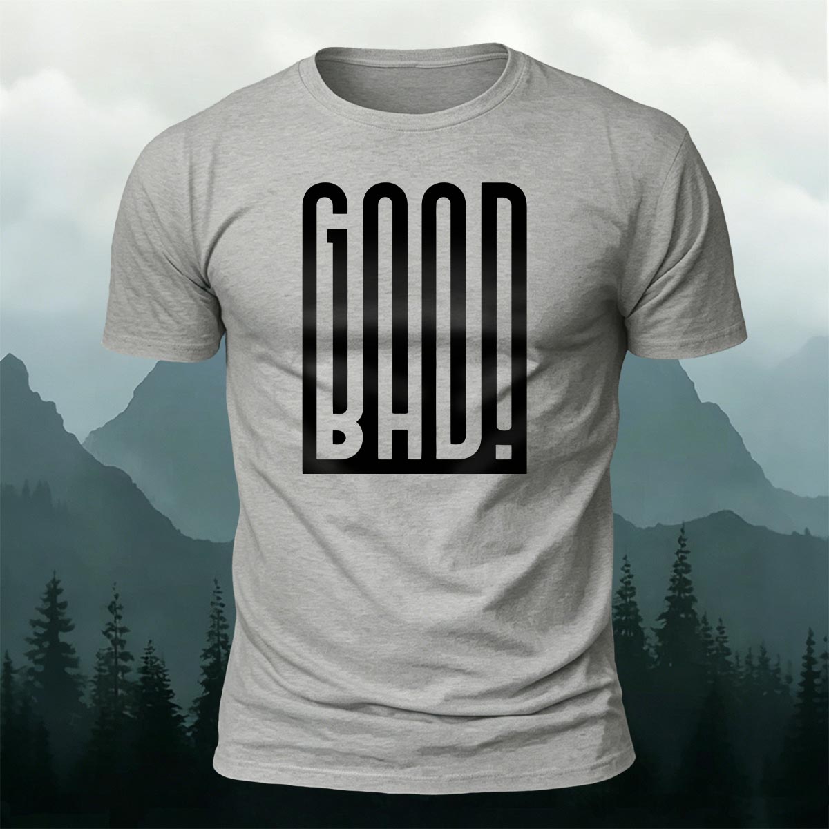 Contrast Good Bad Typography Casual Cotton T-Shirt