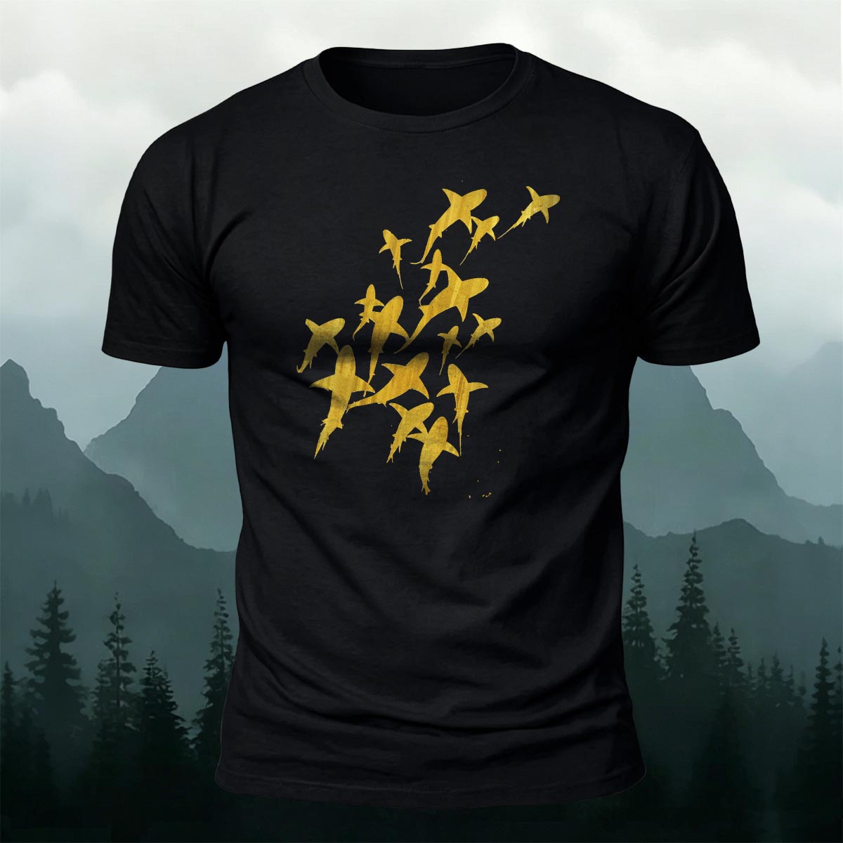 海の生物 サメ グループ プレミアムコットンTシャツ