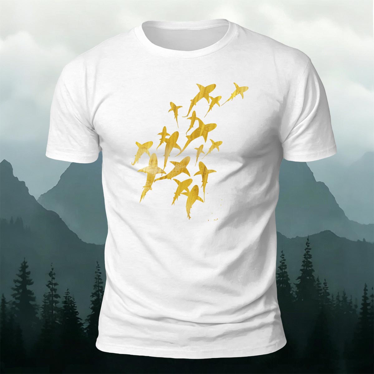 海の生物 サメ グループ プレミアムコットンTシャツ
