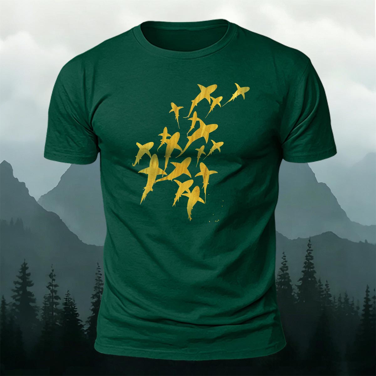 海の生物 サメ グループ プレミアムコットンTシャツ