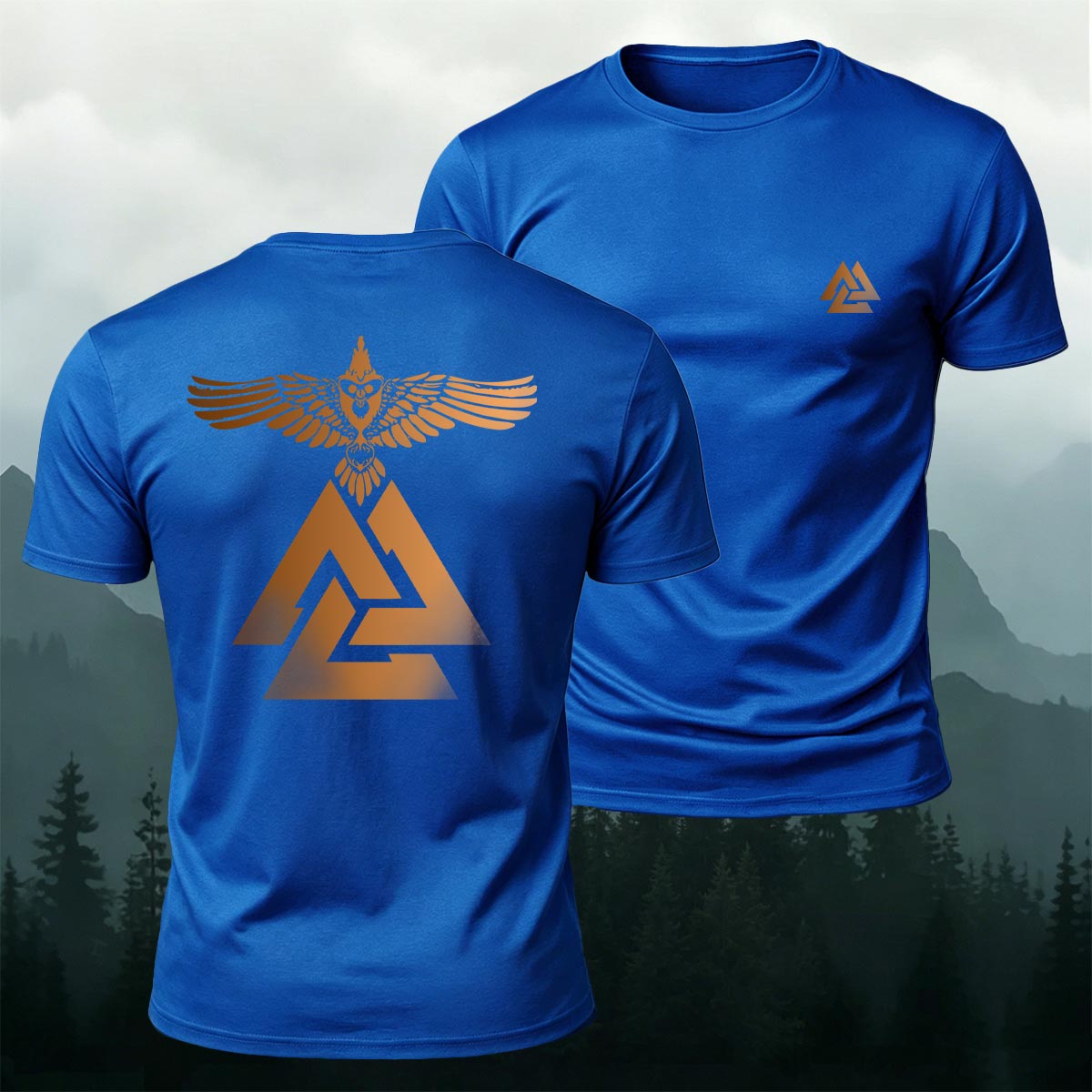 ヴァイキングのワタリガラス ヴァルクヌート シンボル プレミアムコットンTシャツ