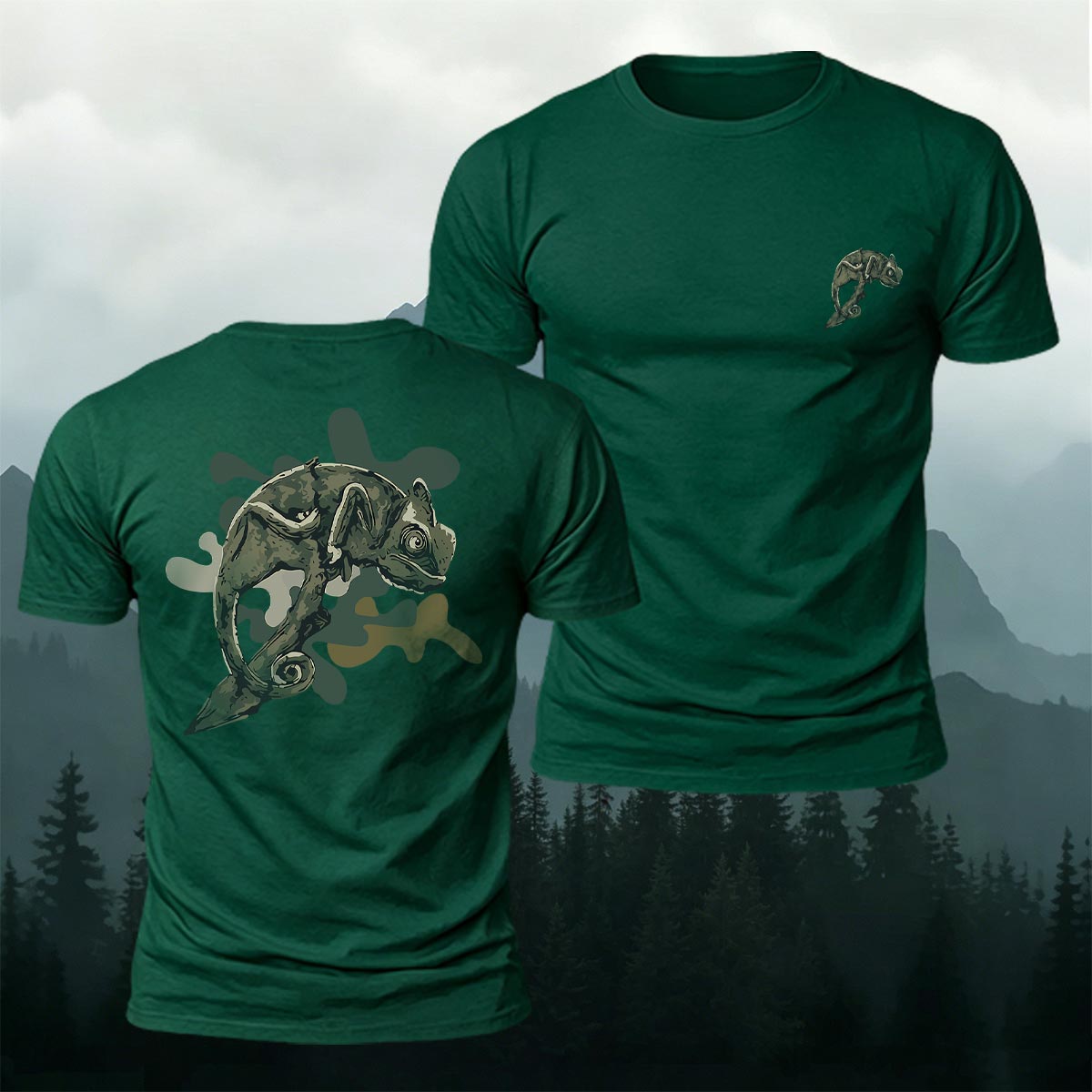 Vintage Camouflage Chameleon Premium Cotton T-Shirt