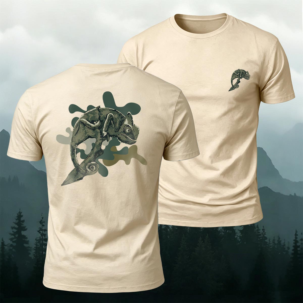Vintage Camouflage Chameleon Premium Cotton T-Shirt