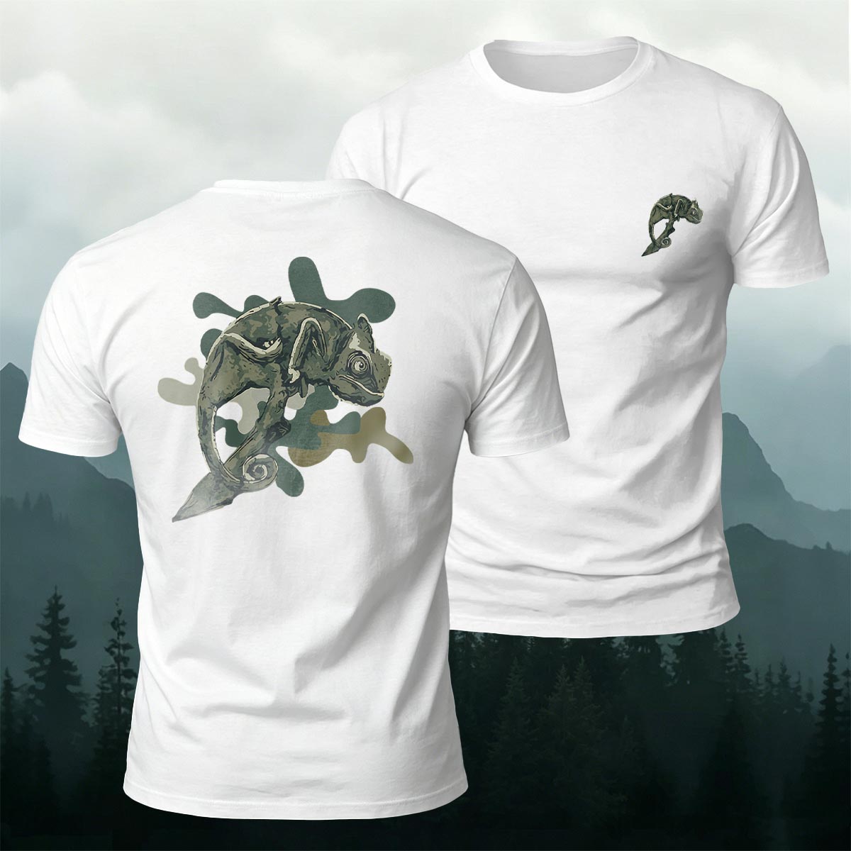 Vintage Camouflage Chameleon Premium Cotton T-Shirt